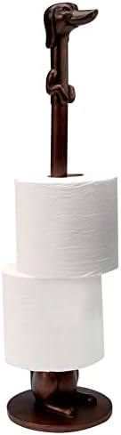 Што на држачот на хартиени крпи за хартија Дахшунд - Смешен држач за тоалетна хартија, хартија за хартија за кучиња Винер, бронзена завршница,