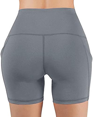 Здфер плен шорцеви за жени со високи половини јога панталони за контрола на стомакот, кои работат со абдоменски шорцеви со џебови