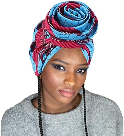CZDYUF африканско капаче за коса за спиење печатена национална сатенска лента тава за цвеќиња за хаорирање на турбан додатоци