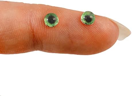 4мм ситни зелени човечки стаклени очи пар на мали кабохони со рамен бек за играчки скулптура полимер глинеста уметност кукла или накит