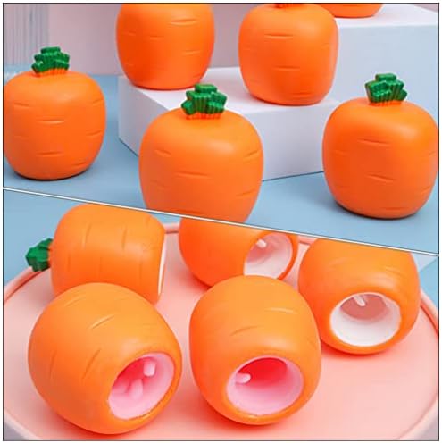 Toyvian Mini Toys 4PCS Carrot Screeze Stughty Sensory Food Stice stable Blow Risings Нови модел на морков за стрес зајак зајак стрес играчки