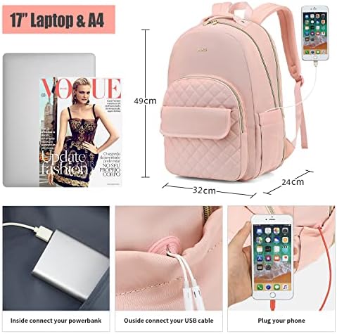 Breold School Bookbags за девојчиња Ранец ранец за жени 17,3 инчи лаптоп, колеџ ранец медицински сестри Ден пакет ТСА пријателски