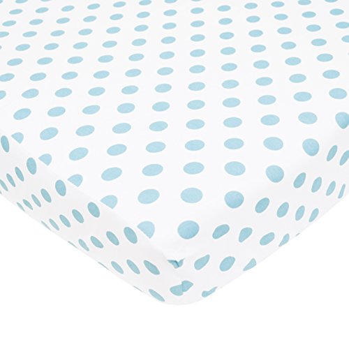 TL CARE природен памук перкале вграден креветче за креветчиња за стандардни душеци за креветчиња и мали деца, бело со сина точка, 28 x 52, меко дише, за момчиња и девојчиња