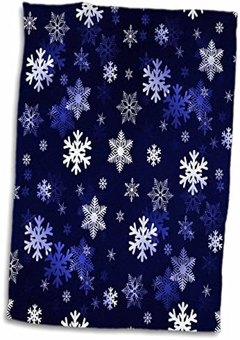 3Д Роза Темно Сини Зимски Божиќни Снегулки Со Беспрекорна Шема Рачна Крпа, 15 х 22, Повеќебојна