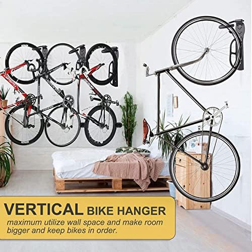 Велосипед Решетката За Гаража Ѕид Монтирање 4 Пакет Вертикална Велосипед Куки Велосипед Виси Куки За Внатрешно Складирање Со не-реверзибилни