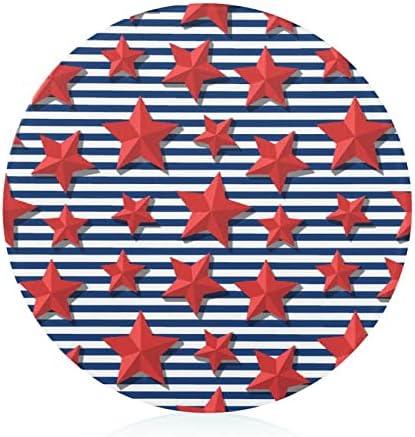 Црвени Ѕвезди Сини Ленти Тркалезна Стаклена Табла За Сечење Нелизгачки Фиоки За Сечкање Блок За Кујна