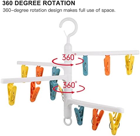Вемун Преклоплива Решетка За Сушење Закачалка За Перење Решетка За Сушење Преклоплива Ветроупорна 15 Клип Закачалка За Капење Ротирачка