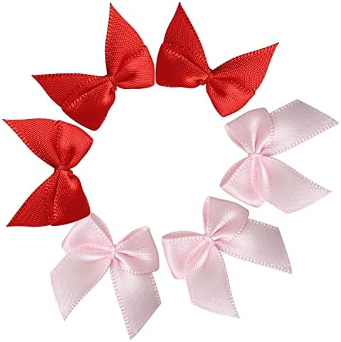 Bowknot dgbrsm 50pcs мини панделка лакови - 25 парчиња розови и 25 парчиња црвени DIY занаетчиски снабдувања свадбени забави за декорирање на подароци за подароци