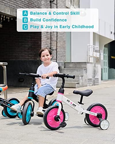 Убраво Трик до велосипед Трицикли за момчиња девојчиња 2-5, фит 'n радоста за деца биланс велосипед со опции за педали и тренинзи,