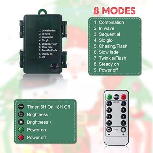 Паметно јајце 2 пакет 50 LED батерија управувани Божиќни светла 17,7 стапки, разнобојни водоотпорни мини жичани светла со 8 режими