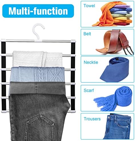 Панталони закачалки за заштеда на простор-мултипни панталони закачалки за плакари кои не се лизгаат во плакарот-организаторска организација