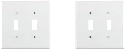 Levидна плоча на уредот Leviton 80709-W 2-Gang Toggle Toggle, стандардна големина, термопластичен најлон, монтирање на уредот, бело