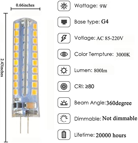 G4 LED Светилки 9W Топло Бело 3000k G4 JC Би-Pin База, 90w Замена Халоген Сијалица За Пејзаж, Под Кабинетот, RV, Без Треперење, AC85-220V,