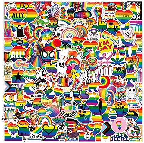 200 парчиња налепници за геј гордост за ЛГБТК, водоотпорен најголемиот дел од виножитото бисексуални налепници за гордост, додатоци за скејтборд, лаптоп, шишиња со в