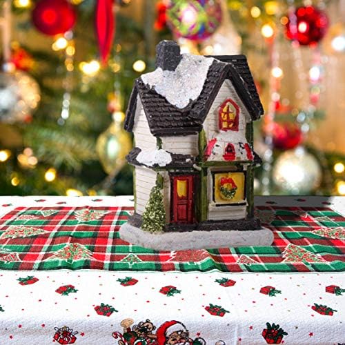 Нубести Божиќна куќа фигура Божиќна селска куќа со предводени светло селски куќи град осветлена таблета таблета Божиќна декорација Божиќна фигура Декор за одмор ?