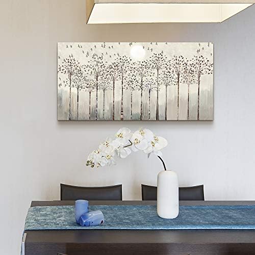 Платно wallидна уметност за дневна соба дрвја и птици Апстрактни слики кујнски wallид украс канцеларија платно печатење уметнички дела wallидни