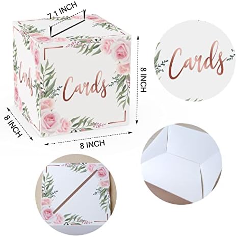 Tfciate Greeteria Pink Floral Card Card, 8 x8 x8 картички кои примаат кутија за невестински свадби за туширање бебе туш роденден за дипломирање