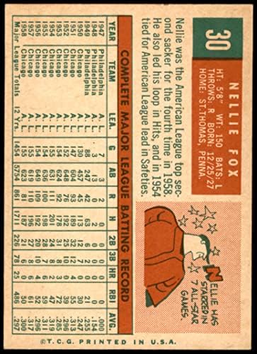 1959 Топпс # 30 Нели Фокс Чикаго Вајт Сокс Дин картички 5 - Екс Вајт Сокс