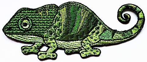 Gecko Salamander Chameleon гуштер ретро хипи бохо 70 -ти тетоважа деца цртан филм железо на лепенка извезена лепенка за јакна торби фармерки