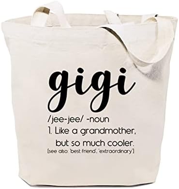 GXVUIS Џиџи Платно Торба За Жени Минимализам Намирници Торби За Рамо За Шопинг Патување Смешен Подарок За Мајка Баба