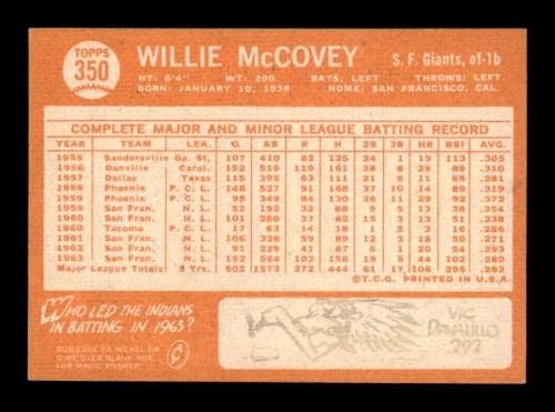 350 Вили Мековеј ХОФ - 1964 Топс Бејзбол Картички Оценет EXMT - Бејзбол Плочи Автограмирани Гроздобер Картички