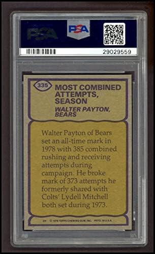 1979 година Топпс 335 Рекордниот прекинувач Волтер Пејтон Чикаго мечки ПСА ПСА 8,00 мечки Jексон Св