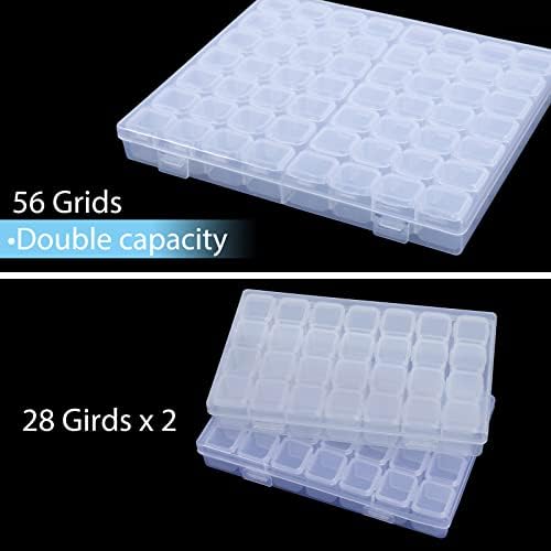 SGHUO 280 слотови 5 пакувања 56 решетки за складирање на дијаманти за складирање на дијаманти пластична кутија за складирање на везови со дијаманти
