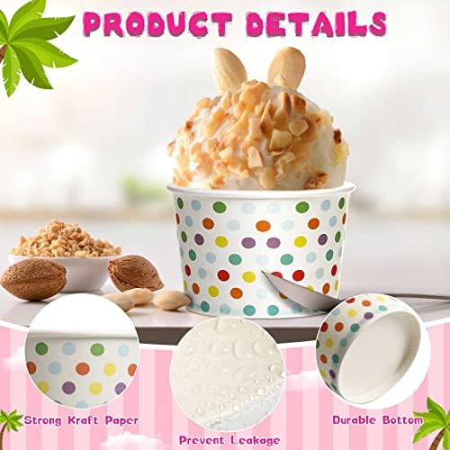 Eccliy 200 пакувања чаши за сладолед за хартија за еднократна употреба 5 мл сундеи за сандери за партии за партии за партии третираат разнобојни мали садови за десертни