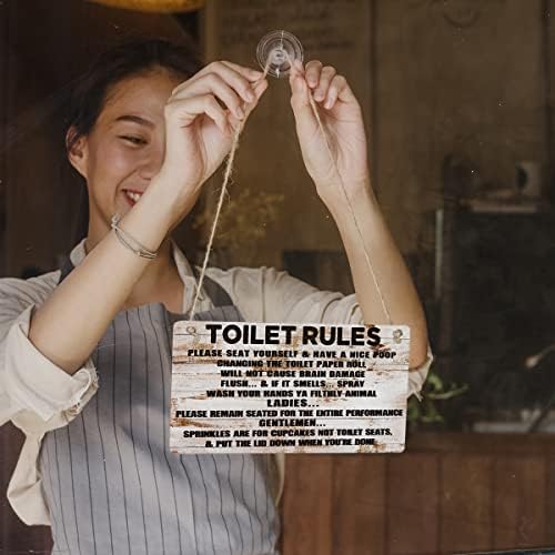 Правила за тоалети знак Измијте ги вашите изреки дрвени висечки знаци плакета ретро wallидна уметност декор дома тоалет декорација
