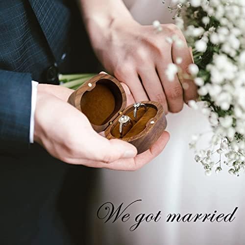 Yhwocd прстен кутија за предлог &засилувач; ангажман прстен кутија &засилувач; прстен кутија за свадбена церемонија,прстен носител кутија за 2 слотови, дрвени прстен к?
