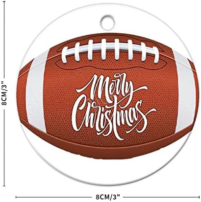 3 инчи Среќен Божиќ Американски фудбалски цитат украси околу Божиќните украси за деца момчиња девојчиња што висат украси за украсување