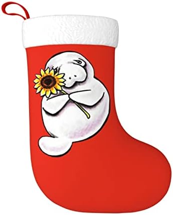 Waymay Sunny Manatee Божиќно порибување 18 инчи Божиќ што виси чорап класичен празник за украсување чорапи