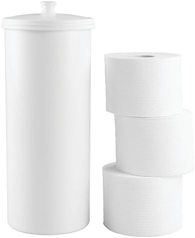 држач за пластика на Идесинг Колекцијата Кент - Држете 3 ролни тоалетна хартија, 6,25 x 6,25 x 15,5 , бело