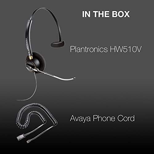 Глобален пакет Teck, Plantronic HW510V Слушалки за слушалки, откажување на бучава, компатибилен со Avaya J139, J169, J179, 1608.11616,