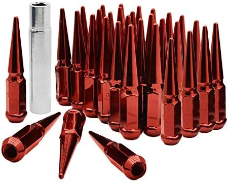 CA ги снабдува 32 парчиња 9/16-18 Spike Gold Solid Steel Lug Nurs 4,5 инчи високи со клуч