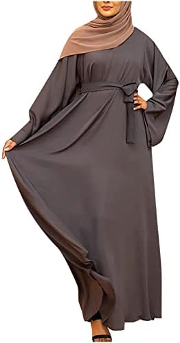 Исламски муслимански фустани за жени дами со долги ракави молитва облека облечена облека конзервативна абаја макси кафтан фустан