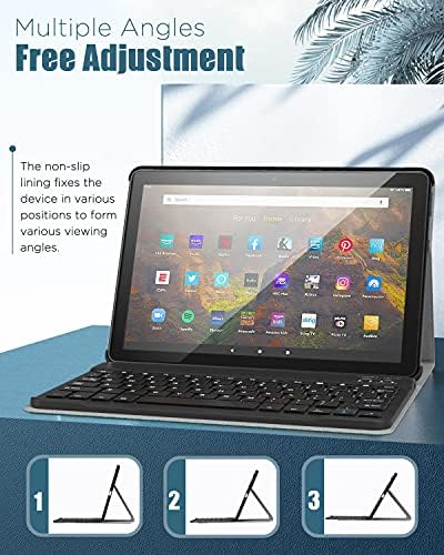 Случајот со тастатура Moko одговара на сите нови Kindle Fire HD 10 & 10 Plus Tablet 10.1 , таблетско обвивка за обвивка со отстранли безжичен Bluetooth тастатура, зелена