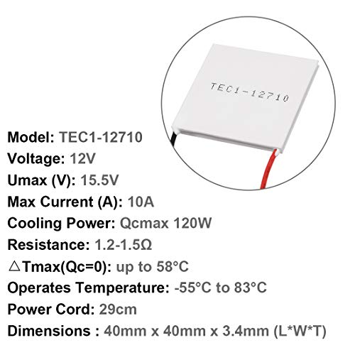 uxcell TEC1 - 12710 Термоелектричен Ладилник Ладење Ладење Peltier 12 Волти 120 Вати