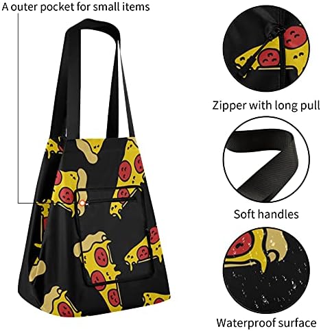 Алаза жолта пица храна doodle црна водоотпорна торбичка за преклопување