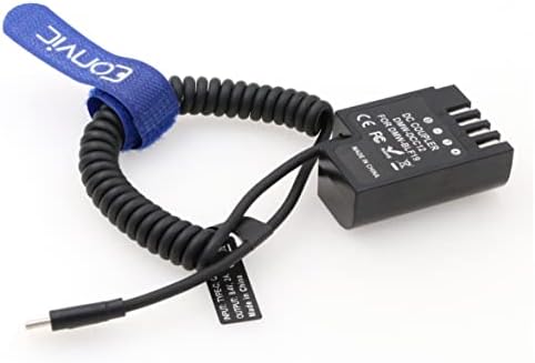 Комплелер за батерии Eonvic Dummy DMW-DCC12 за да го напишете кабелот за адаптер за напојување со USB за Panasonic GH5S GH4 GH3