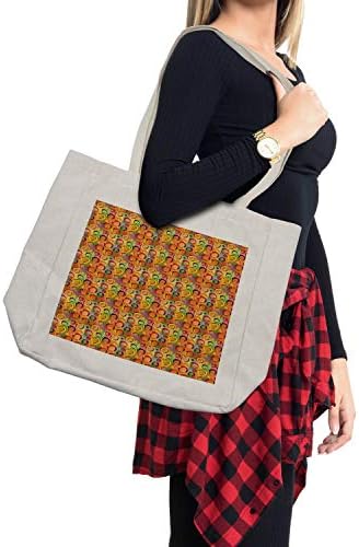 Амбесон, шарена торба за купување, шема со 3Д живописни обоени прстени форми на гранџ шарена позадина на виножитото, еколошка торба за