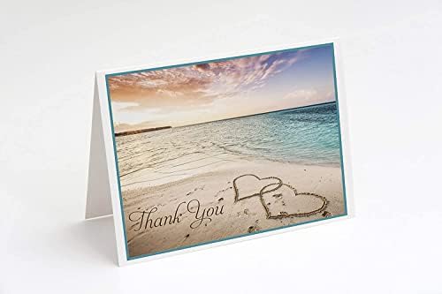 Плажа благодарам картички виткање благодарам белешки песок цртање срца на loveубовта зајдисонце изгрејсонце океански хоризонт приморски