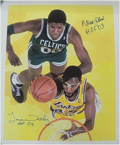 Роберт Парохија Jamesејмс Вредно потпишано автограмирано автограм 28x34 платно Лејкерс Селтикс Коа - Автограмска НБА уметност