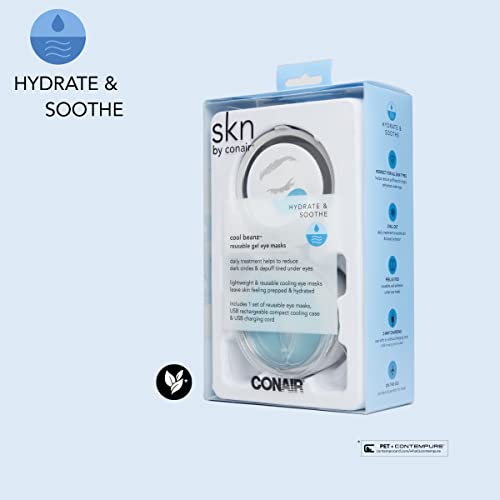 Skn by Conair Cool Beanz повторно може да се користи под закрпи за очите, маска за ладење на очите за да се намалат темните кругови и подпухналоста и освежете ги уморни очи