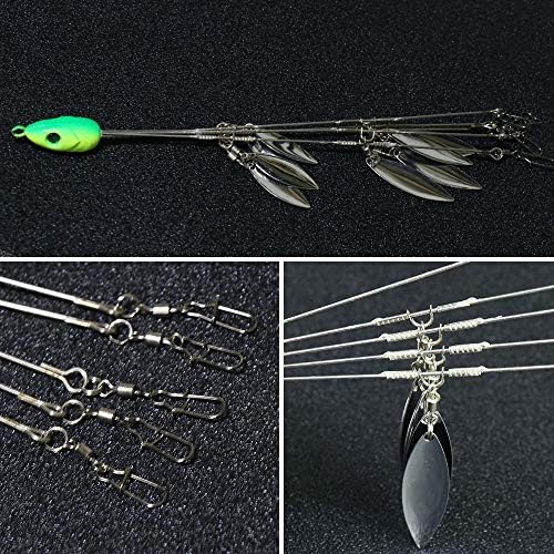 Hchinn Alabama Rig for Bass Striper Ryber Lures Maits 5 Arms чадор a-rig swimbaits со 8 врба листови за лисја за пастрмка од пастрмка од слатка