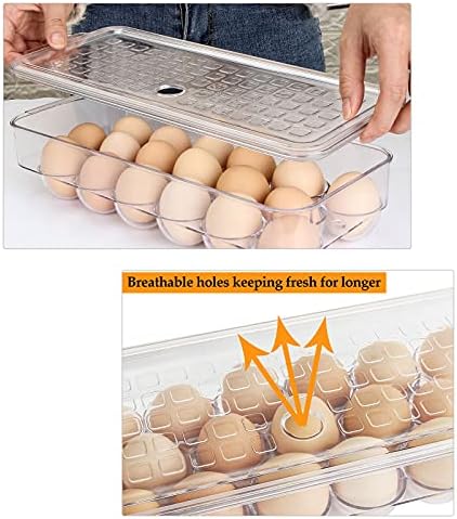 2 Пакувајте го држачот на јајца за држач за фиока за јајца од фрижидер со капаче за лежење на јајце за фрижидер чиста пластична организатор