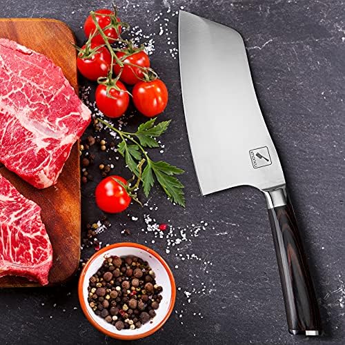 Нож и нож за нож и Клејвер нож од 7 инчи ултра остри азиски нож јапонски нож за готвење месо 7 висок јаглероден челик готвач нож