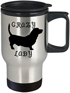 Басет пес патување кригла-смешни луди куче дама подарок