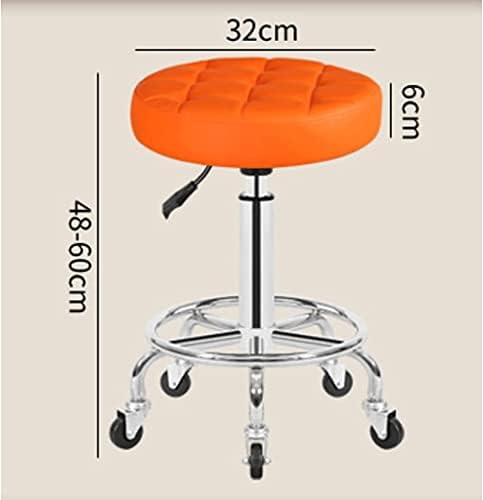 BBHW PU кожни тркалачки столици со тркала и потпирач за нозе, столица прилагодлива за висина, вртење на изготвување Спа Спа Медицински