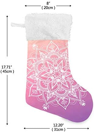 Алаза Божиќни чорапи бела мандала вратоврска боја класична персонализирана големи декорации за порибување за семејни сезонски празници Декор 1 пакет, 17,7 ''